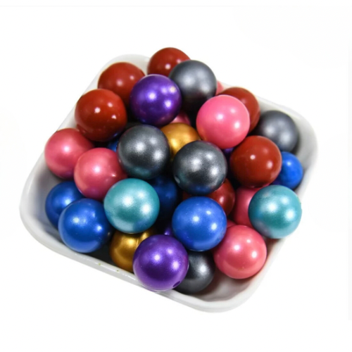 Spacers - 14-15mm Metallic Silicone Hexagon Round Beads