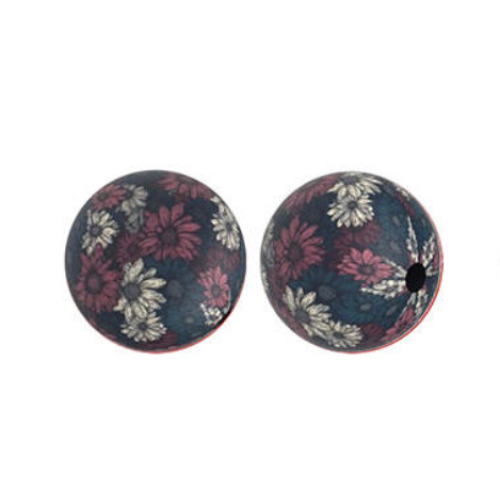 Printed 15mm - Navy/Purple Floral - 451