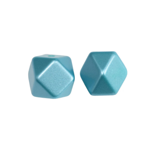 Spacers - 14-15mm Metallic Silicone Hexagon Round Beads