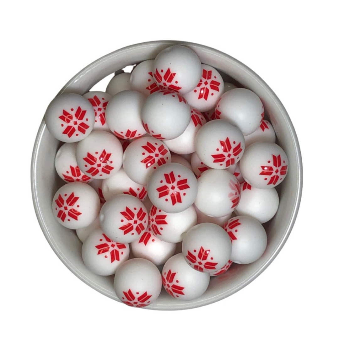Printed 15mm - White Snowflake - 156