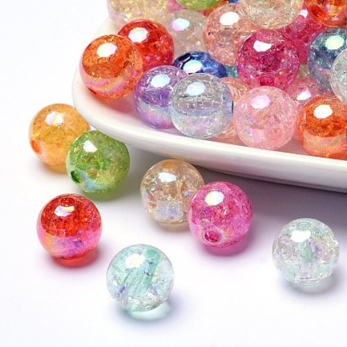 Spacers - 10mm Crackle Acrylic Round Beads