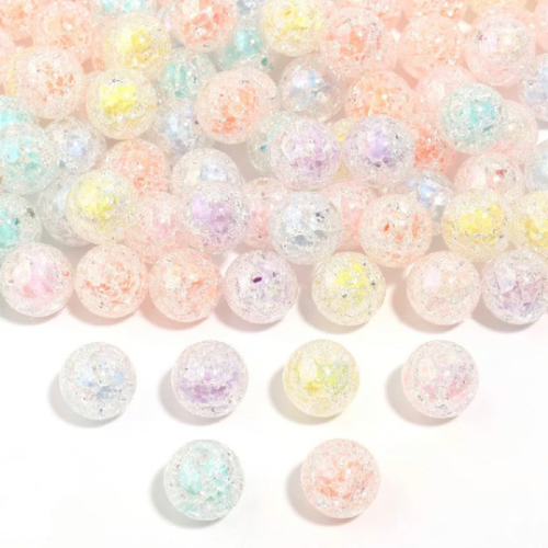 Spacers - 16mm Crackle Acrylic Round Beads