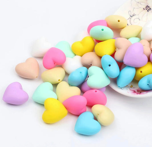 Spacers - Heart Silicone Beads