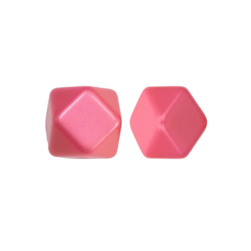 Spacers - 14-15mm Metallic Silicone Hexagon Round Beads