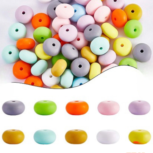 Spacers - 14MM Bulk Silicone Abacus Beads